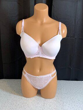 Victoria's Secret PINK Push-Up Balconette Bra Wink Thong Panty Set 34G Medium
